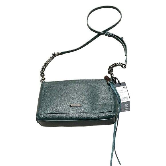 Rebecca Minkoff Megan Leather Crossbody Chain Green Bag NWT - Picture 6 of 9